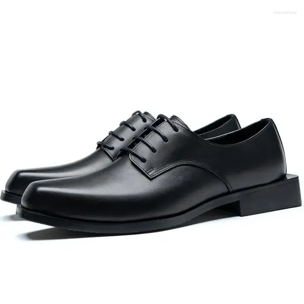 Kleidschuhe, quadratische Zehenpartie, echtes Leder, Hochzeit, Herren, Business, Büro, Arbeit, England, trendiger Herren-Dialy-Anzug, Größe 36–44