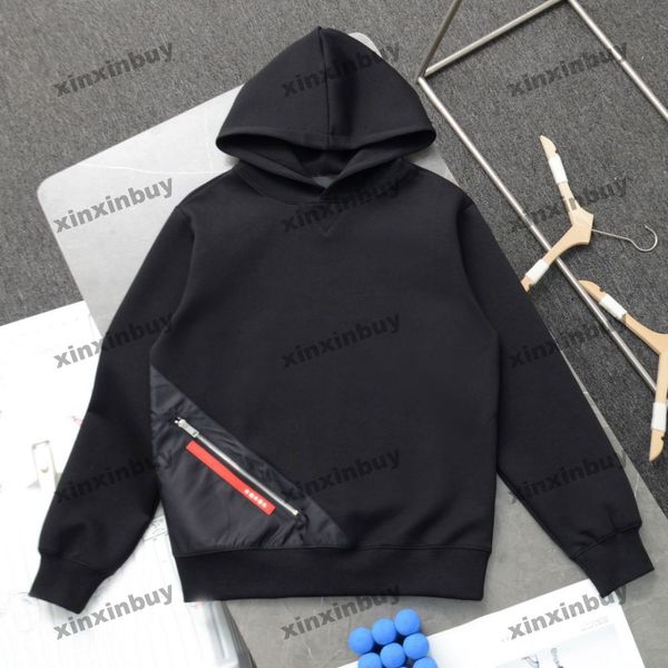 xinxinbuy Herren Designer Hoodie Sweatshirt Nylon Reißverschlusstasche Langarm Damen Schwarz Weiß Grün Braun S-XL