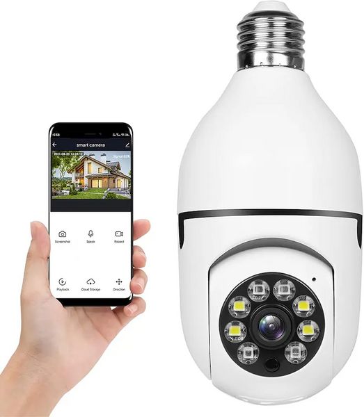 Telecamera di sicurezza Mini Smart Home di vendita calda Wifi 1080p Telecamera di sicurezza CCTV wireless con lampadina panoramica a 360 gradi