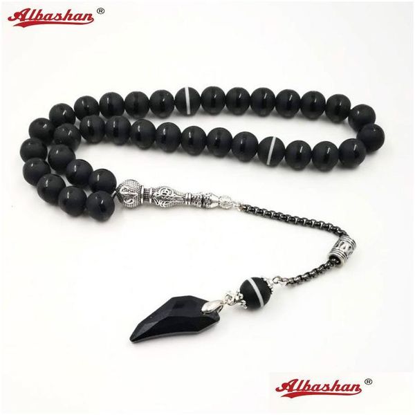 Charme Pulseiras Cristal Tasbih e Ágatas Tassel Estilo Preto Muçulmano Oração Beads 33 66 99Misbaha Islam Rosário Presente Islâmico 230215 Dr Dhzgd