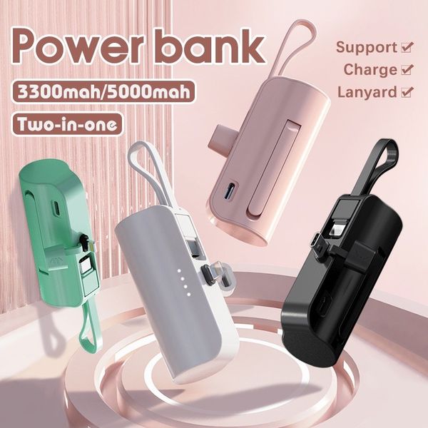 Powerbank 2in1 5000mAh Mini capsula portatile per cellulare Power Bank Batteria Plug and Play Type-C