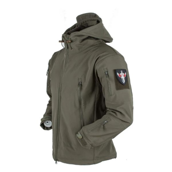 Giacca tattica Soft Shell in pelle di squalo da uomo in pile esercito militare impermeabile da combattimento giacche da uomo giacca a vento da caccia con cappuccio cappotti 3XL