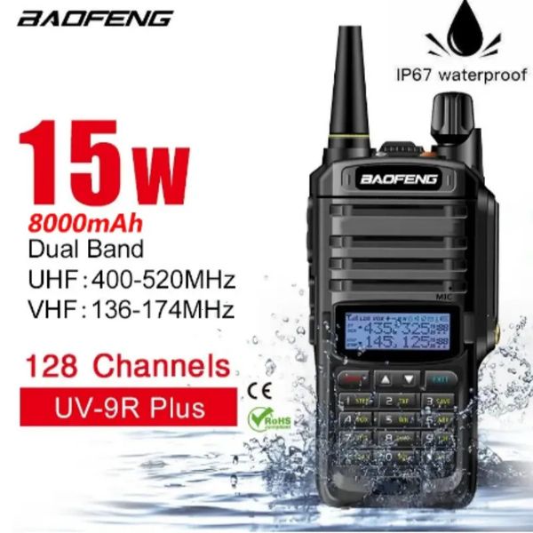 Рация 15 Вт, 8000 мАч Baofeng Walkie-Talkie UV-9R Plus Ham Radio IP67 Водонепроницаемый UHF/VHF 10-20 км Высокомощная рация с двусторонней радиосвязью 231023