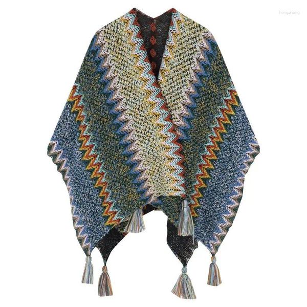 Damenpullover ZCSMLL Bohemian Strickmantel Cape Herbst Design Über Pullover Mantel Strickjacke 2023 Koreanische Mode Persönlichkeit Pullover