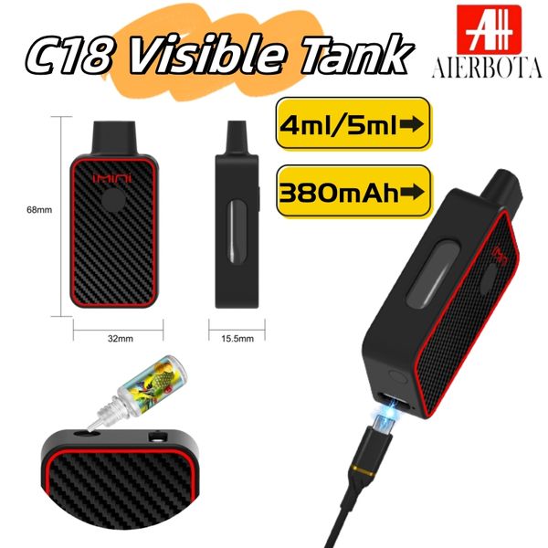 Estilo IMINI Disponível E Cigarro D8 Vaporizador de óleo Pen de óleo espesso 4ml 5ml Cen com bateria recarregável 380mAh Preto de pré -aquecimento de pré -aquecimento