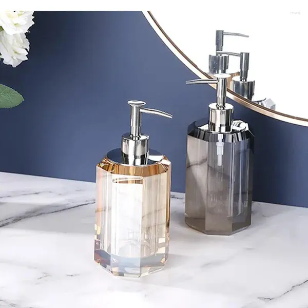 Set di accessori per il bagno Bottiglia di lozione di cristallo di lusso di fascia alta leggera 300ml Disinfettante per le mani Pressa per sub-imbottigliamento Accessori per la decorazione del bagno