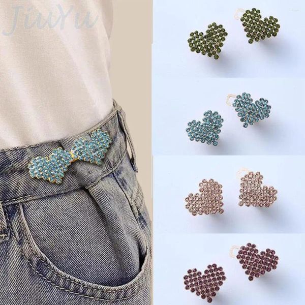 Cinture Bottoni a cuore in metallo Chiusura a scatto Pantaloni Pin Clip staccabile Vita che stringe Abbigliamento Fibbia per jeans Vestibilità perfetta Riduci W R6M9