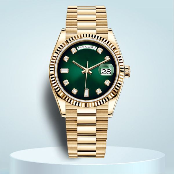 Designer relógios mens relógio diamante relógio mulheres datejust 8205 movimento 36mm 41mm safira mostrador verde dourado casal de aço inoxidável relógio de luxo presente de feriado montre