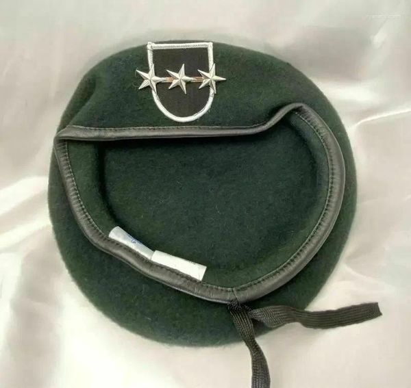 Berretti US Army 5° Gruppo Forze Speciali Berretto Verde Nerastro 3 Stelle Tenente Generale Grado Cappello Rievocazione Militare