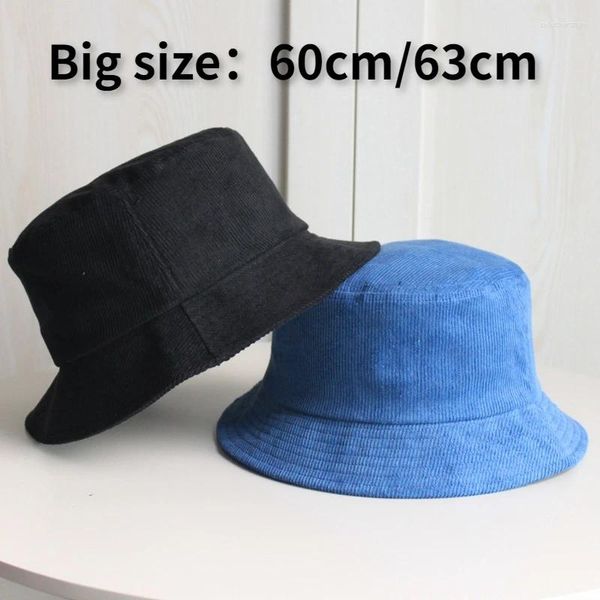 Berretti Grandi 60 cm 62 cm Cappello da pescatore in velluto a coste Uomo Donna Taglia grande Secchio Bob Autunno Inverno Circonferenza della testa 63 cm Sole