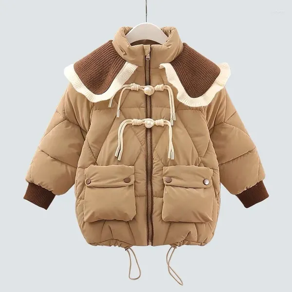 Giù Cappotto Ragazze Grande risvolto Abbigliamento Caldo Giacca per bambini 2023 Inverno Adolescente Addensare Cappotti Parka in cotone Con cappuccio Capispalla per bambini XMP330