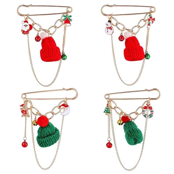 Moda broches de natal boneco de neve papai noel meias elk veados chapéus luvas esmalte crachá colar grandes pinos decoração de festa