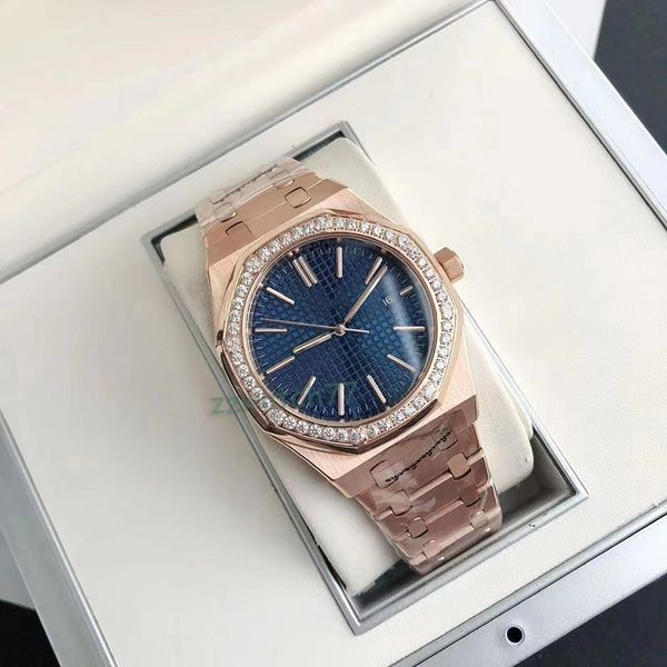 Clássico Rose Gold Mens Watch Moda Anel de Diamante Relógio de Designer de Luxo Mens Movimento Mecânico Mulheres Movimento de Quartzo Royal Design Mens Top Brand