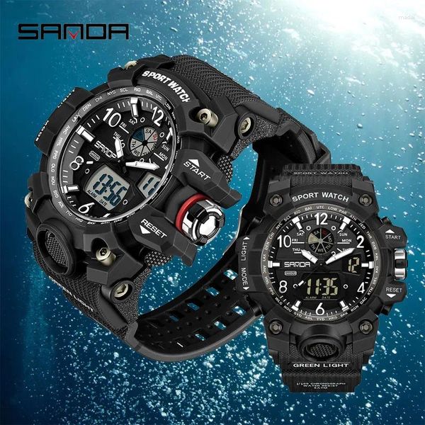 Relógios de pulso Sanda 3169 3306 G-estilo relógio militar casal relógios esportivos digitais para homens e mulheres à prova d'água eletrônico