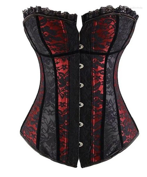 Bustini Corsetti S-XXL Moda Sexy Gotico Steampunk Corsetto Donna Bustier Bone Lace Fasciatura Outwear Overbust Top