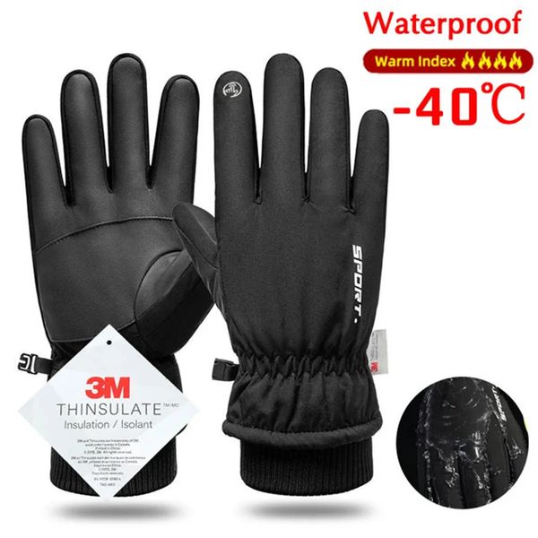 Guanti da ciclismo Uomo Inverno Impermeabile Sport all'aria aperta Corsa Moto Sci Touch Screen In pile antiscivolo Caldi dita complete 231023