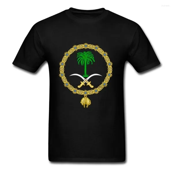 Herren-T-Shirts, königliches Emblem von Saudi-Arabien, T-Shirts, kurzärmeliges Super-Stretch-Strick-Baumwollstoff-T-Shirt, Jungs, XXL