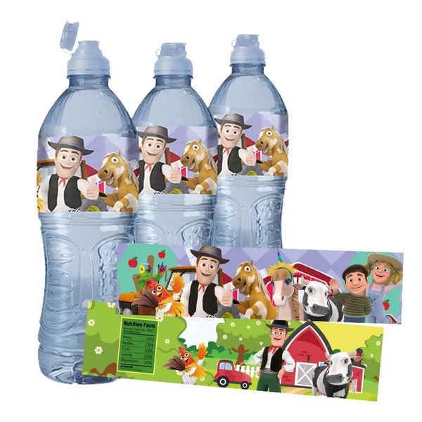 Outros suprimentos para festas de eventos 24 peças Farm House Fun Barnyard La Granja Etiqueta de garrafa de água Feliz aniversário adesivos embrulhos etiquetas personalizadas decoração de adesivos 231023