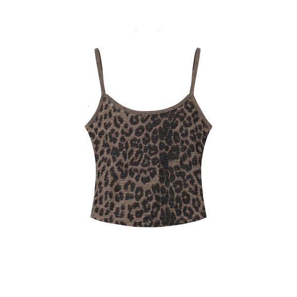 Camisoles tanques feminino leopardo impressão pequena camisola verão chique moda jovem sexy fora do ombro magro curto pulôver tanques 231021