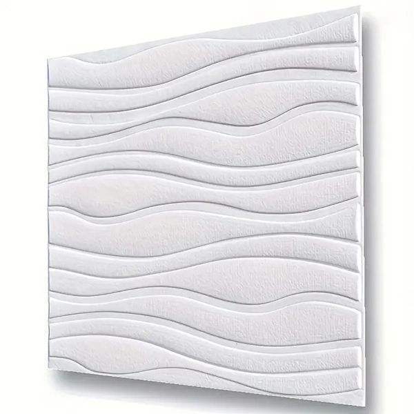 Adesivos de parede 3D padrão de onda papel de parede autoadesivo adesivo de parede quarto à prova de mofo e umidade decoração de casa 231023