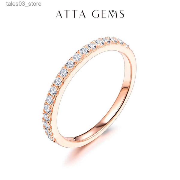 Anéis de casamento ATTAGEMS 18K Banhado a ouro rosa diamante passe teste redondo excelente corte total 0,27 CT anel de moissanite para meninas joias de coquetel Q231024