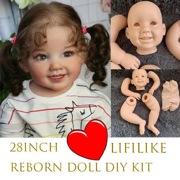 Poupées 28 pouces cammi reborn kit de poupée doux bébé énorme enfant en bas âge doux au toucher couleur fraîche pièces inachevées 231024