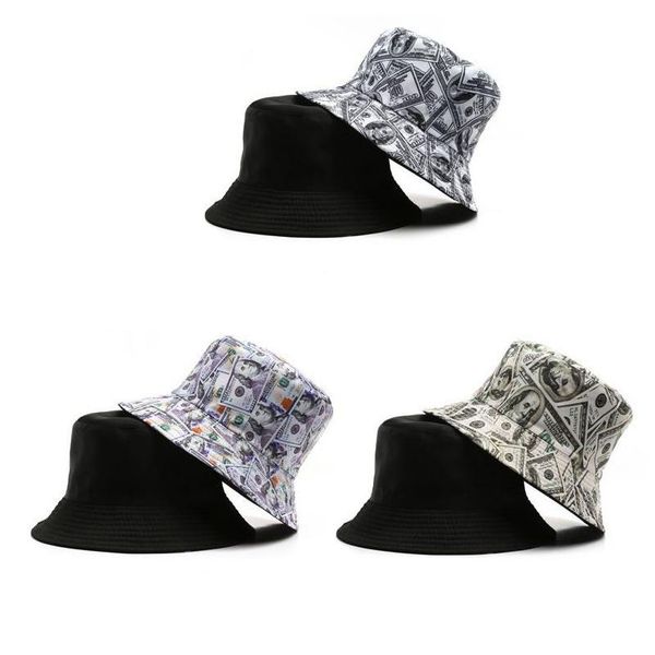 Шляпы с широкими полями, двухсторонние креативные принты в виде долларовых грибов, шляпа-ведро Skl Iti, рыбацкая шляпа от солнца для путешествий на открытом воздухе, шляпы для мужчин, мода Ac Otbrk