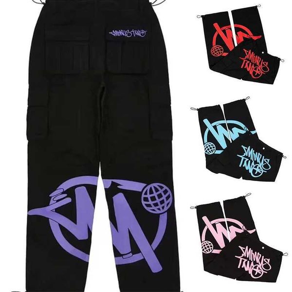 Pantaloni da uomo pantaloni da carico da cargo uomini primaverili autunno sciolto harajuku streetwear hip hop rock roccia dritta gambe gambe gamba stampata stampata