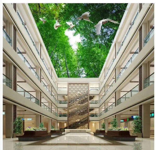Wallpapers decoração de casa linda bambu teto pombo personalizado po papel de parede 3d estereoscópico não tecido