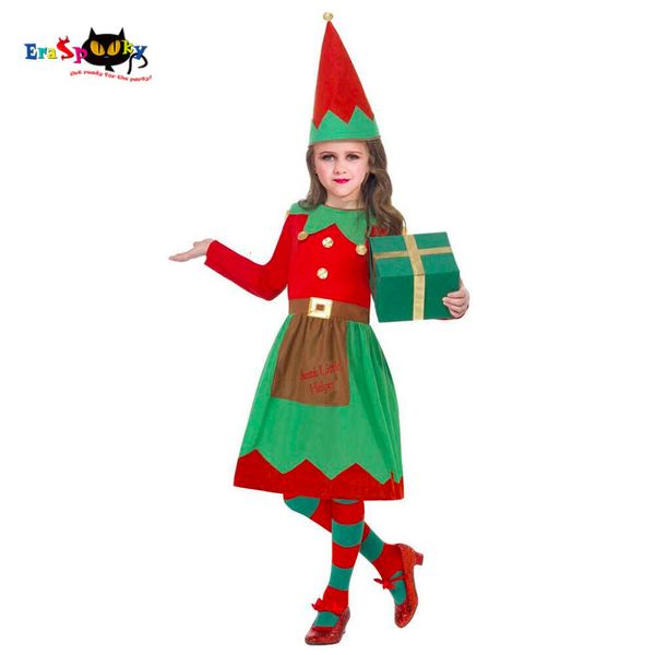 Cosplay Eraspooky Children's Christmascostumes Christmas Elf Fancy Dress Papai Noel Cosplay Girl Disfarce Child Costume Hat Giftcosplay