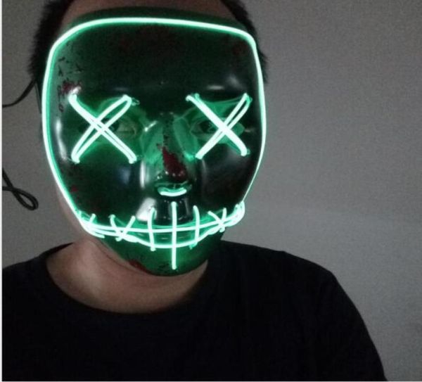 Nuove maschere fantasma di Halloween a LED The Purge Election Year Mask EL Wire Glowing Mask Neon 3 Models Flashing Party Scarey Horror Terror 4782738