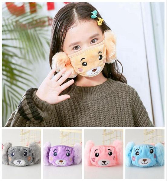 Bambino Inverno Maschera Paraorecchie Push Orso Cartoon Cute Kid Studente Twoinone Outdoo Antivento Caldo Protettivo Copertura per il viso LJJP691289475