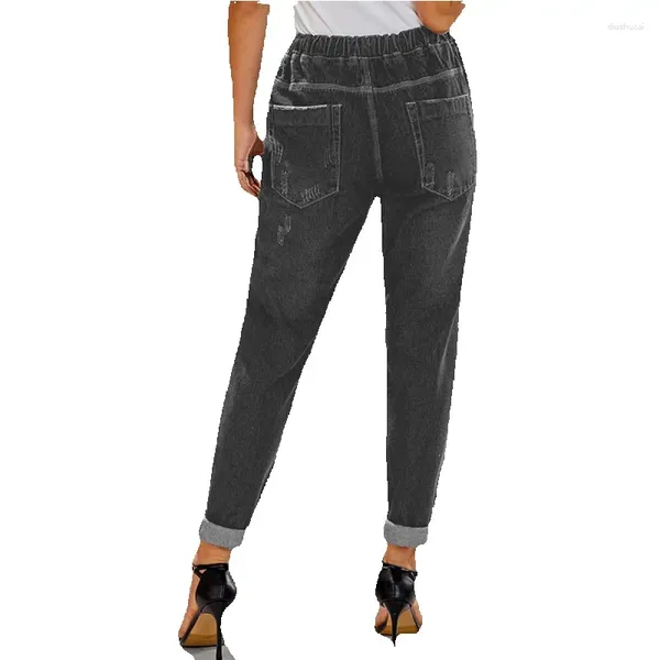 Damen Jeans Sommer gewaschen Slim Fit und abgenutzte kleine Füße Freizeithose 786209