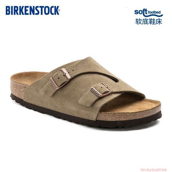 Burken Shoes Birkens stock Cork Slippers Men Women's Outerwear Suede Soft Sole Sandals z Rich Series2023 new