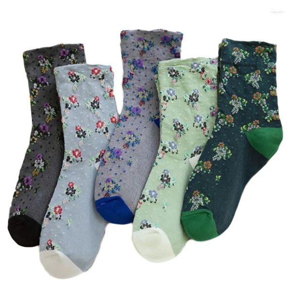 Женские носки, 3 пары, модный принт Kawaii, осенне-зимние длинные хлопковые красивые уличные носки Happy Foot Cover, дизайнерские велосипедные носки
