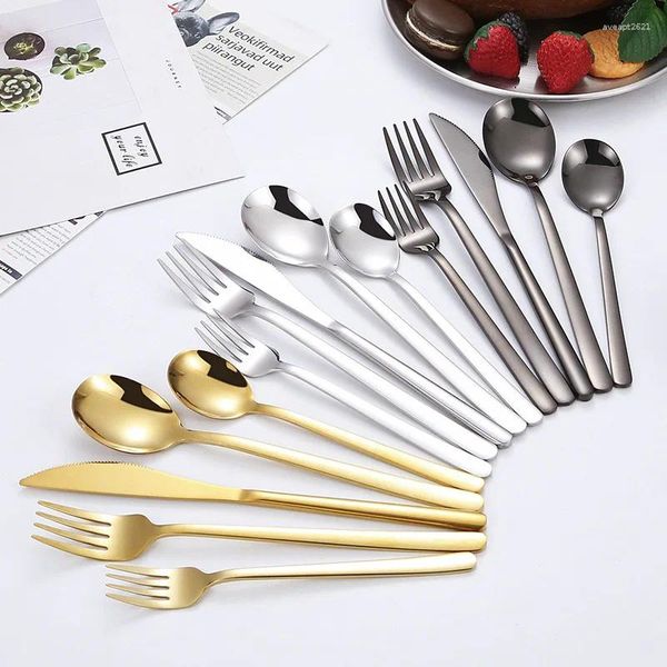 Set di stoviglie Set da tavola coreano in acciaio inossidabile 304 El Ristorante Coltello da bistecca occidentale Forchetta Cucchiaio Posate da cucina Accessori da cucina