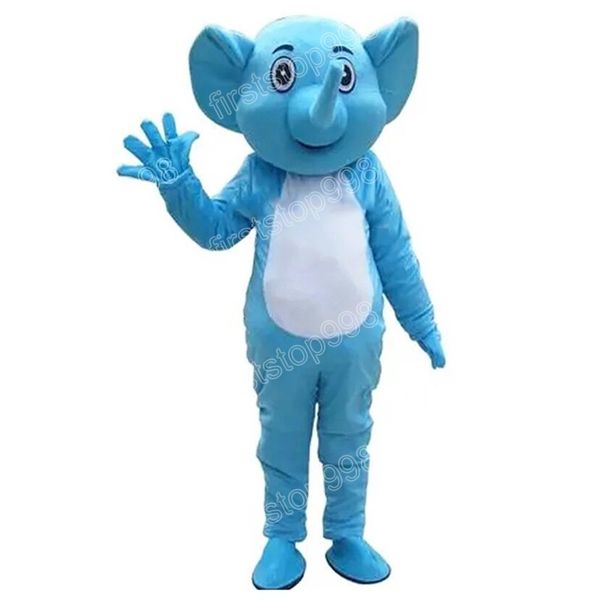 Halloween Blauer Elefant Maskottchen Kostüm Top Qualität Cartoon Anime Thema Charakter Erwachsene Größe Weihnachtsfeier Außenwerbung Outfit Anzug