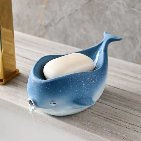 Portasapone Portasapone da bagno in ceramica Vassoio squalo balena Portasapone Scatola portaoggetti Accessori bagni Novità Accessori cucina 231024