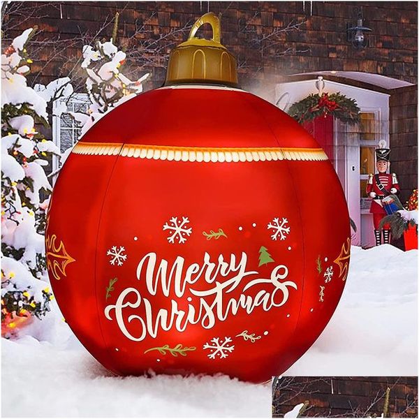 Decorações de Natal 60cm ao ar livre inflável bola decorada feita pvc nt luz brilho grande brinquedo de árvore 221123 gota entrega home garde dh0d5