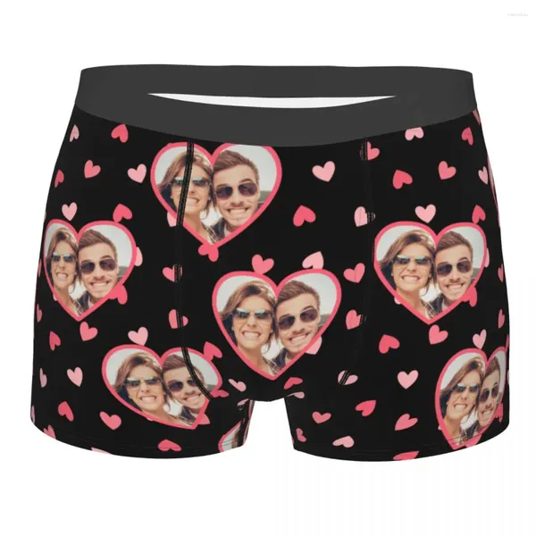 Cuecas boxer masculinas personalizadas, cuecas boxer, presentes de aniversário do marido, roupa íntima macia personalizada com imagem, rosto personalizado