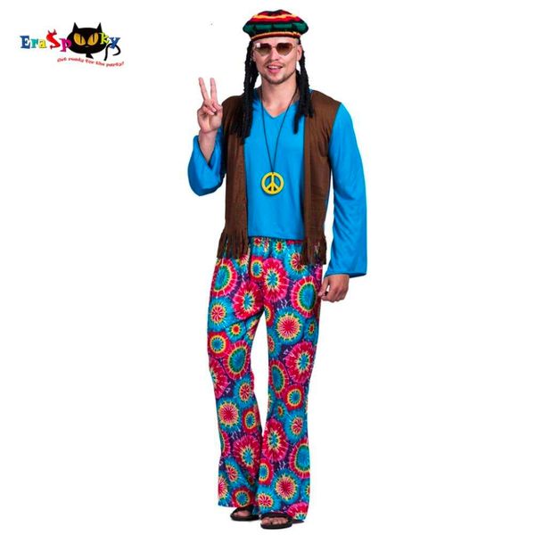 cosplay Uomo anni '60 Retro Hippie Peace and Love Free Vest Costume Carnival Party Vintage Adult Male Outfits Abbigliamento Costumi di Halloweencosplay