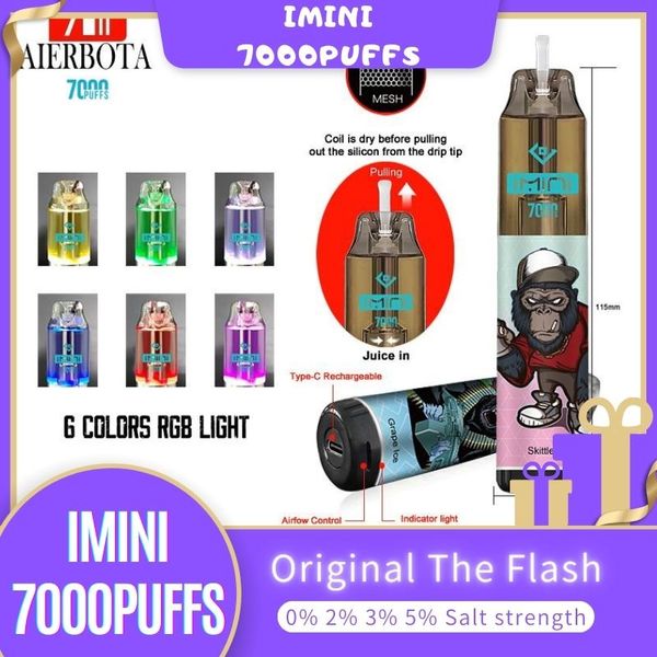 Toptan Tek Kullanımlık ECIG 7000 Puf 20 Flavors Hava Ayarlanabilir Cihaz Sızdırılmamış Buhar OEM ODM Servisi ile Kasırga İçin Tek Kullanımlık Vape Puff 7K 9K Logo Özelleştirilmiş