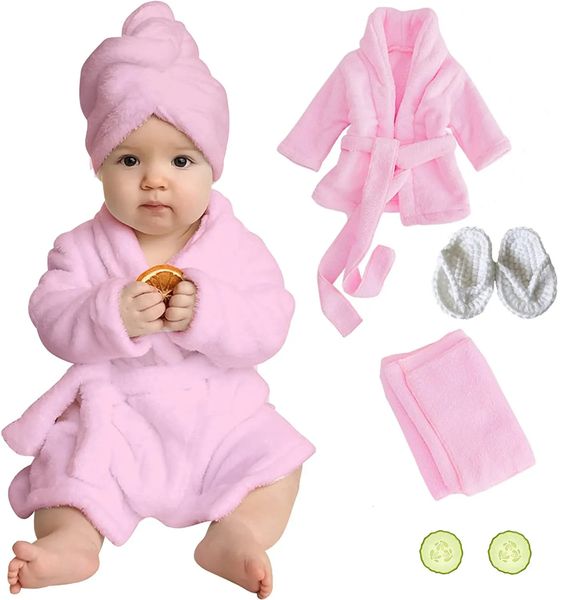 Asciugamani Accappatoi 5PCS Born Pography Puntelli Accappatoi Abiti Baby Po Prop Accappatoio Asciugamano Costume Set Boy Girl Baby Poshoot Puntelli 231024