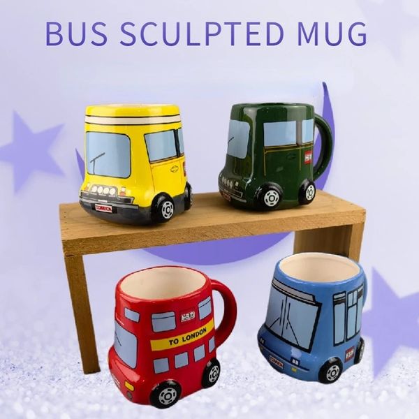 Tazze Creative Bus Car Mug Ceramica UK Taxi a forma di tazza d'acqua Latte Tè Caffè Home Office Scuola Bicchieri Novetly Regali 231023