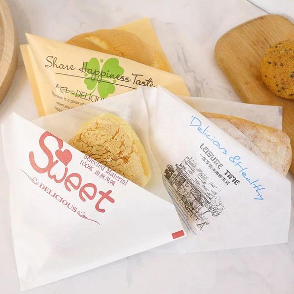 Hediye sargısı 100pcs Yağ geçirmez kağıt torbalar sandviç çörek fırın kabı çörek ambalaj kağıtları pişirme aracı