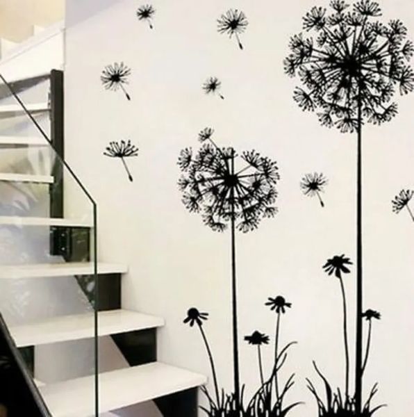 Adesivos de parede Dandelion preto sala de estar quarto adorno doméstico decoração decalques mural arte poster no 231023