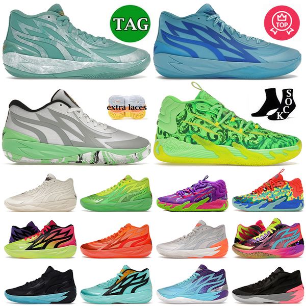 Sapatos de basquete quentes melo mb.03 lamelo bola sapatos mb.02 treinadores homens mulheres atlético novato do ano ano novo lunar jade tóxico guttermelo tênis jogging eur tamanho 46