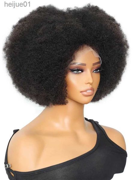 Perucas sintéticas afro kinky encaracolado bob peruca cor natural peruca sem cola cabelo humano pronto para usar 250% densidade acessível remy cabelo humano l231024