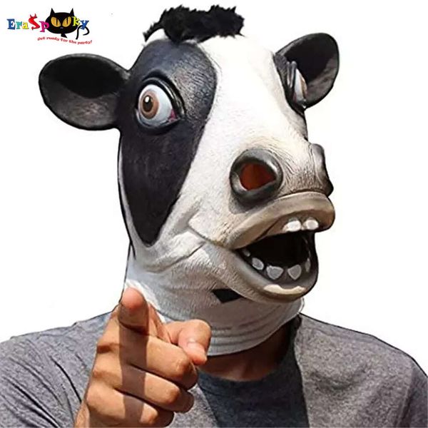 Cosplay Eraspooky Realista Animal Vaca Cavalo Látex Cosplay Halloween Costume Adereços para Festival Adulto Masquerade Headgear Fish Maskcosplay