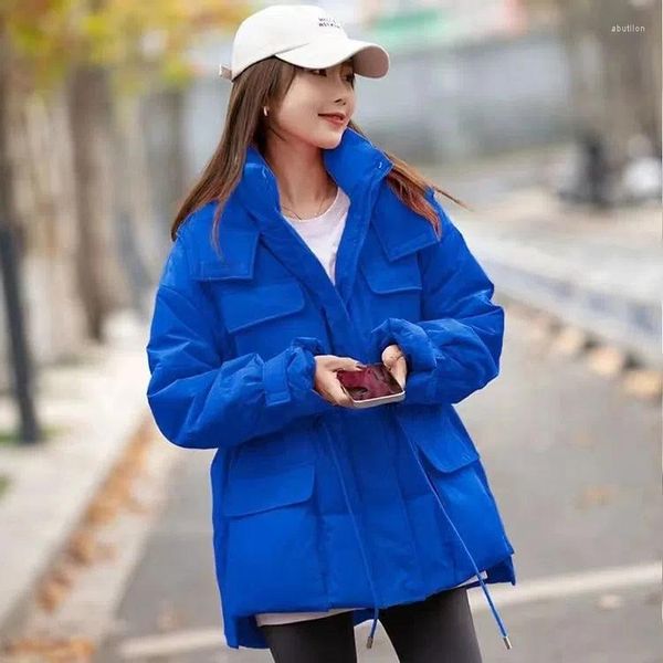 Casacos de Trench das Mulheres Verde Parkas Casaco Mulheres Jaqueta de Inverno 2023 Moda Coreana Oversized Acolchoado Casual Grosso Quente Com Capuz Parka Y2K Outerwear